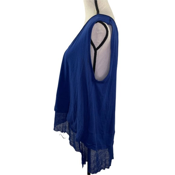 FREE PEOPLE WE THE FREE BLUE PEACHY TEE DISTRESSED TANK TOP SMALL - Picture 8 of 12